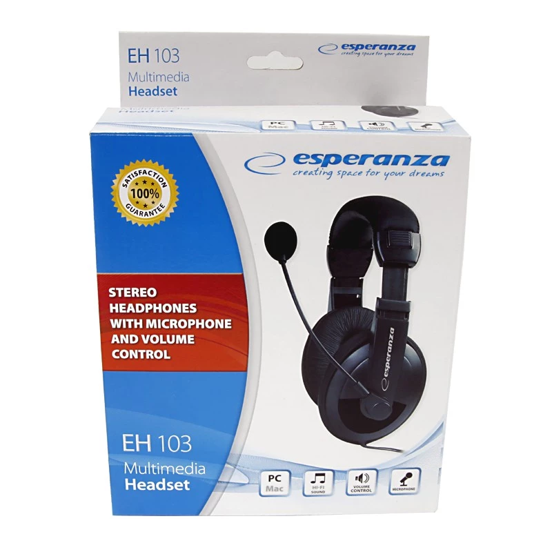 Auriculares estéreo con micrófono y control de volumen EH103