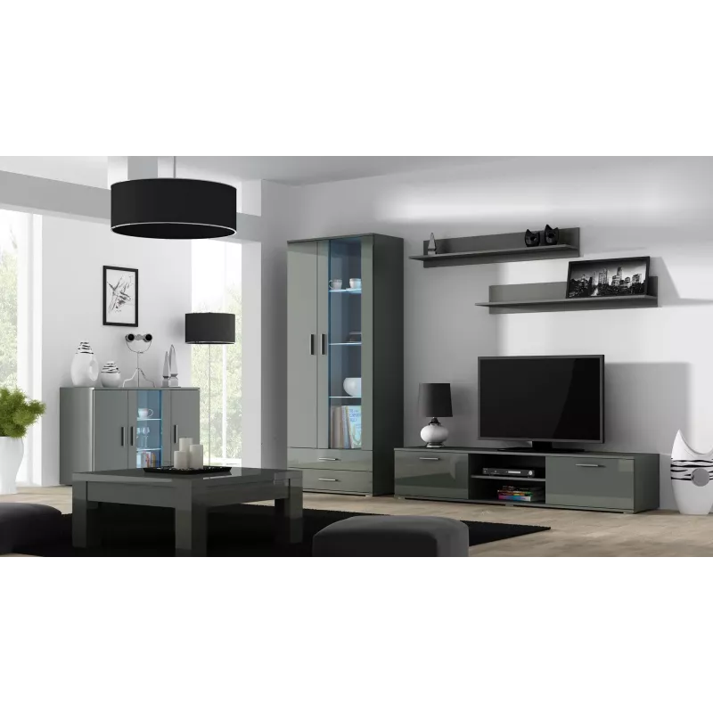 Aparador Cama 120 cm SOHO S7 gris/gris brillante