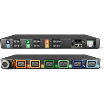 Vertiv Geist Rack PDU, monitorizado (nivel de unidad), EC, 1U, entrada IEC 60309 230/400V 3x32A, salidas bloqueables (6)C19 (VP4G31A0)