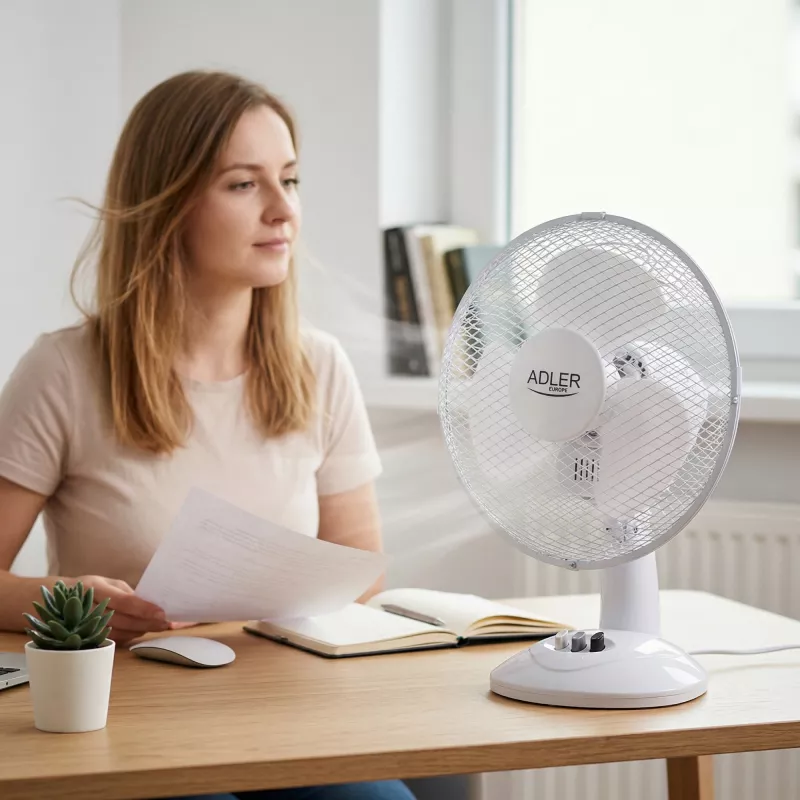Adler | AD 7302 | Ventilador de mesa | Blanco | Diámetro 23 cm | Número de velocidades 2 | Oscilación | 60 W | No