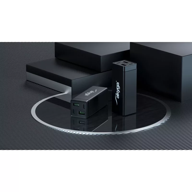 Akyga Charge Brick AK-CH-17 Cargador USB 65 W, 2 x USB-C PD + 2 x USB-A QC 4+, negro
