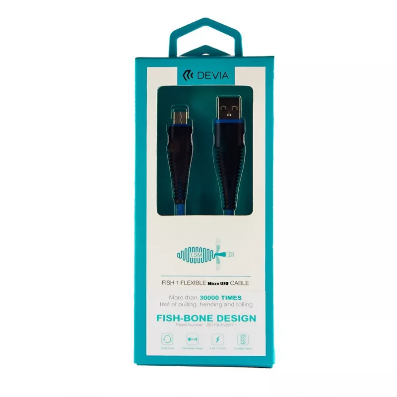 Cable USB Micro-B Devia Fish 1 Series 5V 2,4A 1,5m azul
