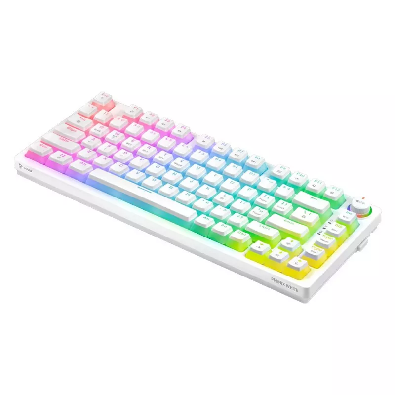 Teclado gaming Savio Phenix WHITE GAT RED PUD con cable inalámbrico USB Bluetooth RGB LED