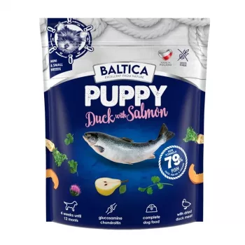 Comida seca para perros BALTICA Cachorro Pato con Salmón XS/S 1 kg — Comida para cachorros de razas pequeñas