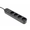 Regleta de enchufes GEMBIRD TSL-PS-F4U-02 con 4 tomas PL y cargador USB, negra