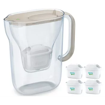 Jarra filtrante de agua BRITA Style Essential 2,4 L con 4 cartuchos arena