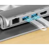 Soporte para portátil Unitek D1109B01 — soporte ajustable de aluminio con USB-C HDMI 4K PD 100W extraíble, 2x USB-A, RJ-45, para hasta 17
