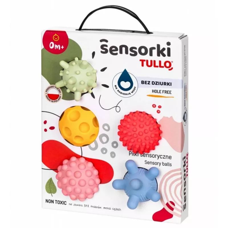 Pelotas sensoriales sin agujeros TULLO pastel, 5 uds.