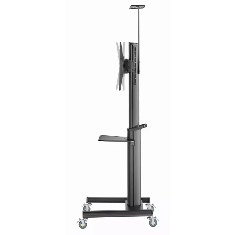 Soporte de TV de suelo Gembird TVS-70T-02 para pantallas de 37 inch-70 inch, máx. 70 kg, VESA 200x200-600x400, inclinable ±5°/-12°, altura ajustable, ruedas, gestión de cables