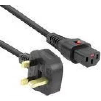 Cable de alimentación ACT PC980 — conector UK a C13 IEC Lock, 2 m, 230 V 10 A, negro