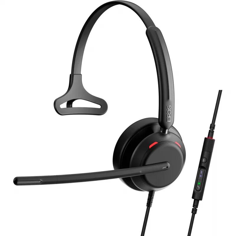 Epos IMPACT 730T, auricular mono, con cable, certificado para MS Teams, 3 micrófonos digitales, tecnología Super-Wideband