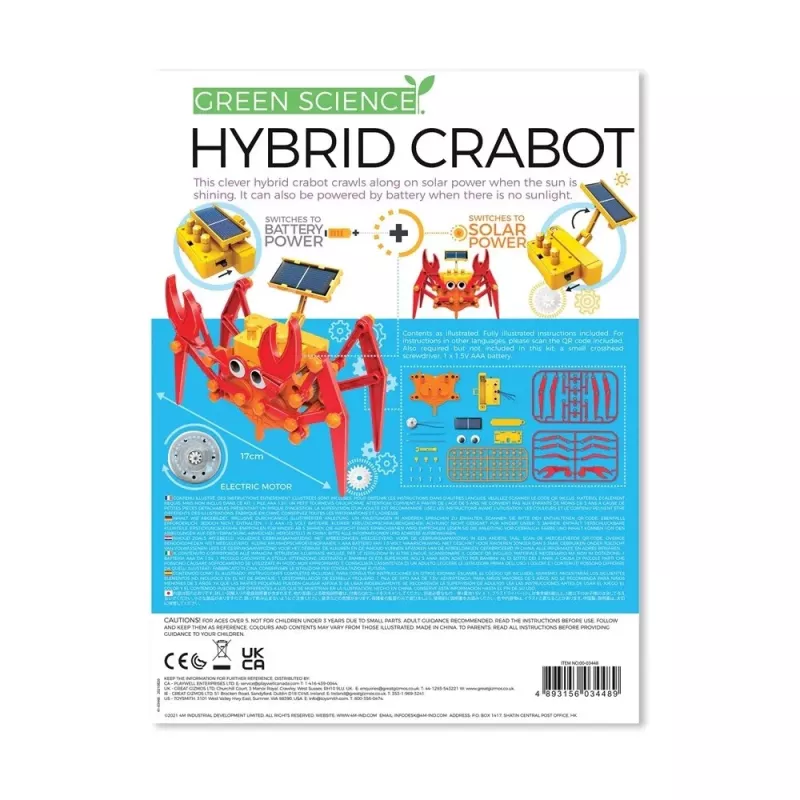 4M verde Science Hybrid Crabot – kit de construcción de robot cangrejo con energía solar – para niños a partir de 5 años