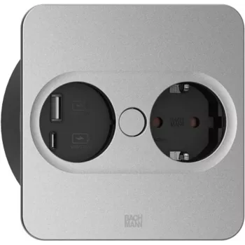 Toma de corriente tipo F + USB A + USB C Bachmann 946.105 acero inoxidable