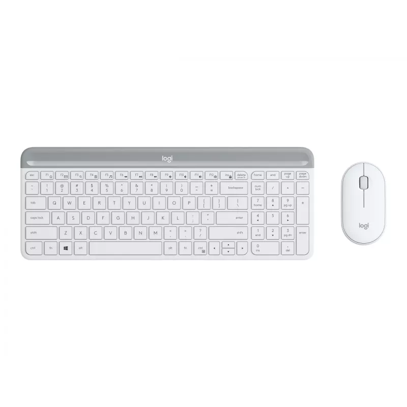 Logitech Slim Wireless Combo MK470 - Conjunto de teclado y ratón - Inalámbrico - 2,4 GHz - Español - Off-White (920-009199)