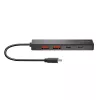 Hub USB-C, 4 puertos 2x USB-A, 2x USB-C, Negro