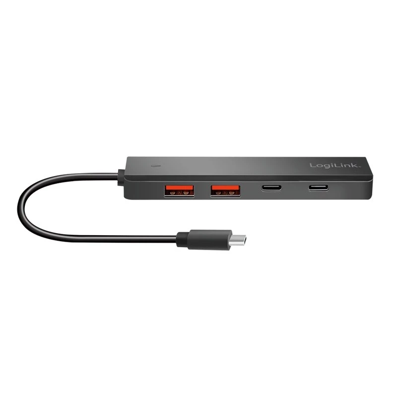 Hub USB-C, 4 puertos 2x USB-A, 2x USB-C, Negro