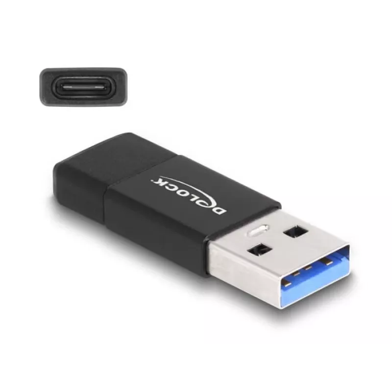 Adaptador DeLOCK 60001 USB A USB C Negro