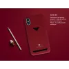 Funda trasera con ranura para tarjetas VixFox para iPhone XSMAX rojo rubí – funda protectora con compartimento para tarjetas integrado