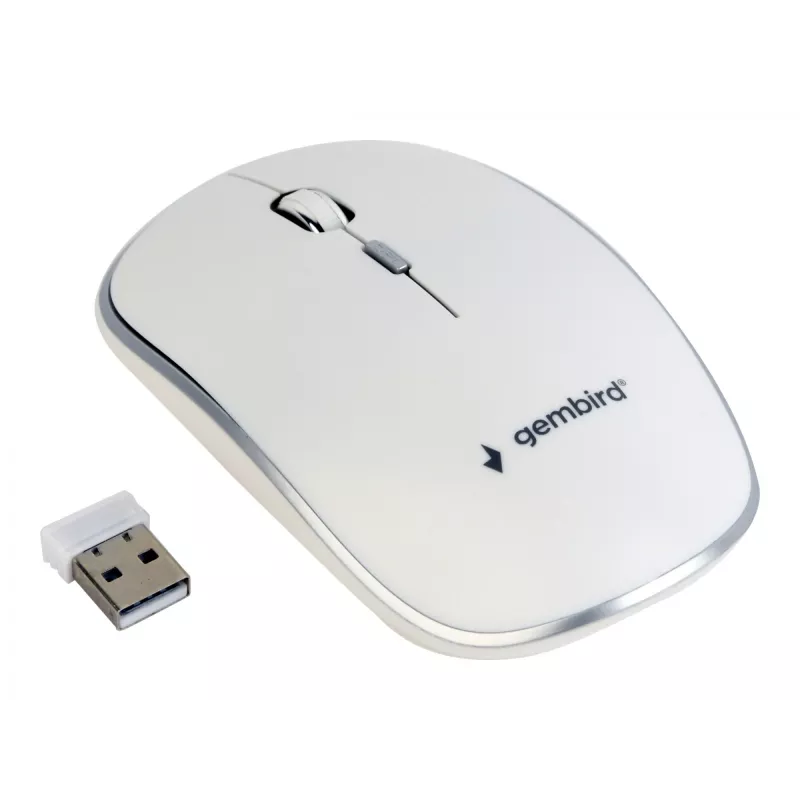 Ratón inalámbrico GEMBIRD MUSW-4B-01-W, ambidiestro, óptico 1600 DPI, 4 botones, RF Wireless, blanco