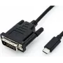 Adaptador de cable de vídeo ROLINE 11.04.5831 USB Type-C a DVI 2 m negro