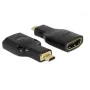DeLOCK 65664 adaptador HDMI de alta velocidad con Ethernet, de HDMI Micro-D macho a HDMI-A hembra, 4K, negro