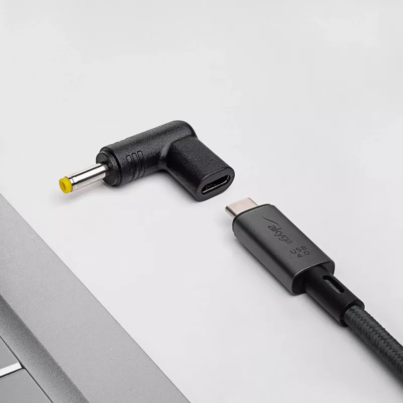 Adaptador de carga Akyga AK-ND-C04 USB-C a DC 4,0 x 1,7 mm para portátiles, 18,5-20 V, 100 W, para Lenovo