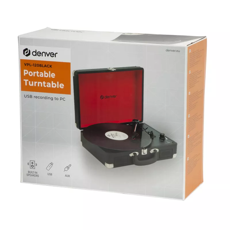 Denver VPL-120 Tocadiscos USB con altavoces integrados, negro