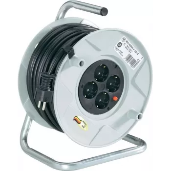 Alargador enrollable hugo brennenstuhl AK260 — 50 m H05VV-F 3G1.5, base de 4 tomas