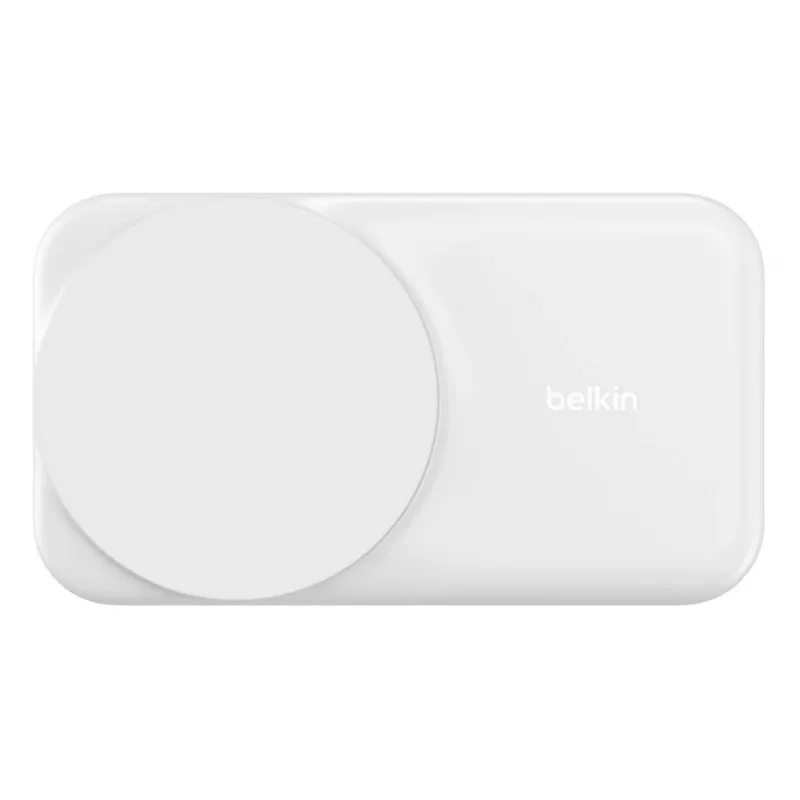 Cargador de interior Belkin UltraCharge 25W Qi2 Cargador magnético 3 en 1 UE Blanco Cuadrado