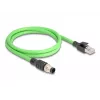 Cable de red DeLOCK M12 A-codificado 8 polos conector macho a conector macho RJ45 PUR (TPU) 1 m