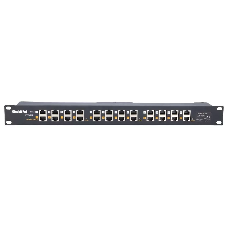 Inyector PoE Gigabit Extralink 12 puertos 12x 1000Mb/s RJ45, rack