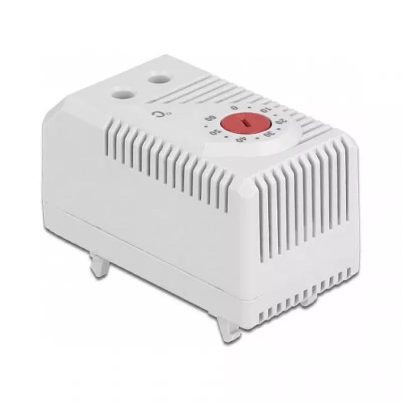 Termostato DELOCK 66824, carcasa de plástico, IP20, 30 W, 250 V, 10 A, 43×60×33 mm, gris/rojo