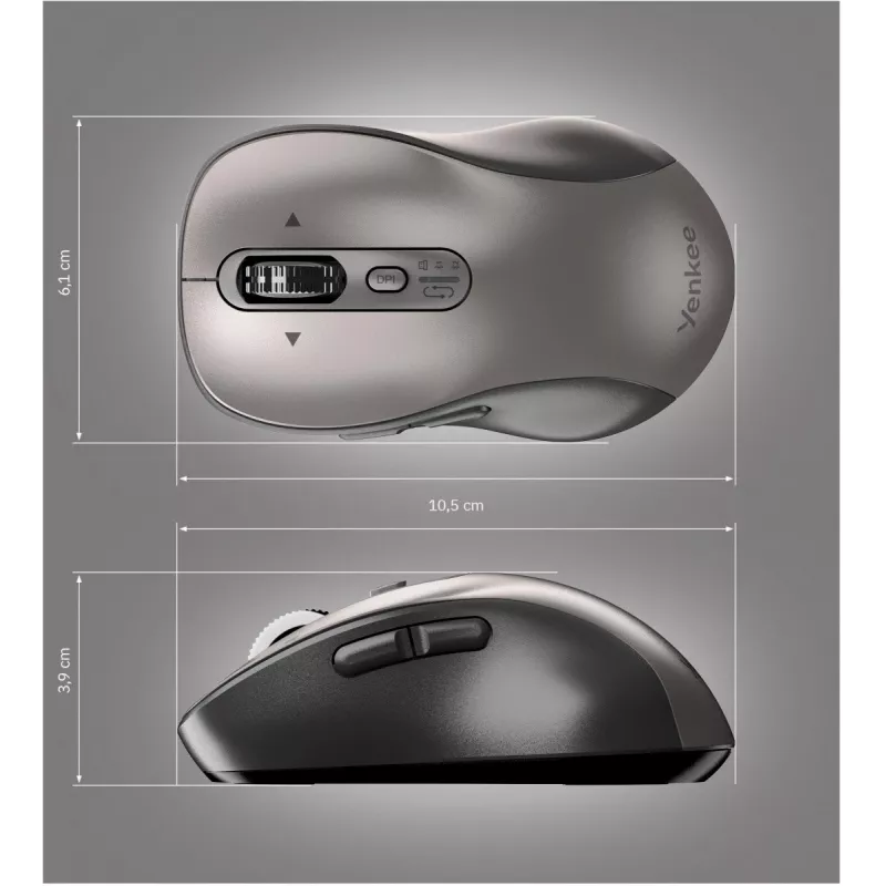 YENKEE YMS 2010SR GYRO Dual ratón inalámbrico, Bluetooth + USB 2,4 GHz