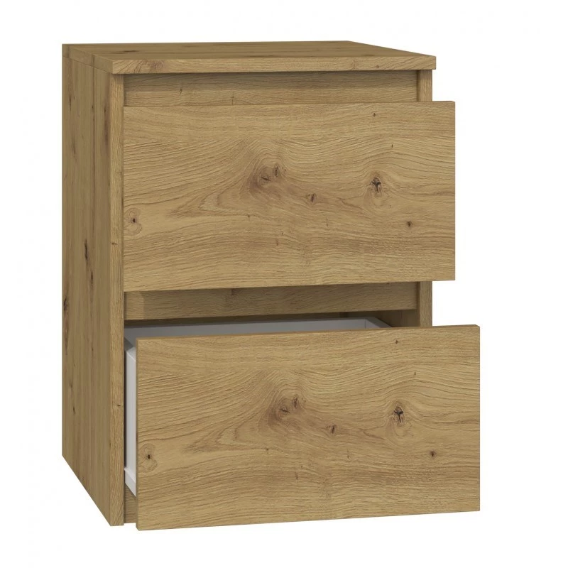 Mesita de noche Top e shop M2 ARTISAN, 2 cajones, madera de roble, 300×300×400 mm