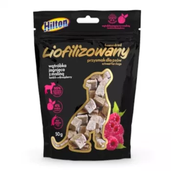 Snack para perros liofilizado Hilton con hígado de cordero y frambuesa 50 g
