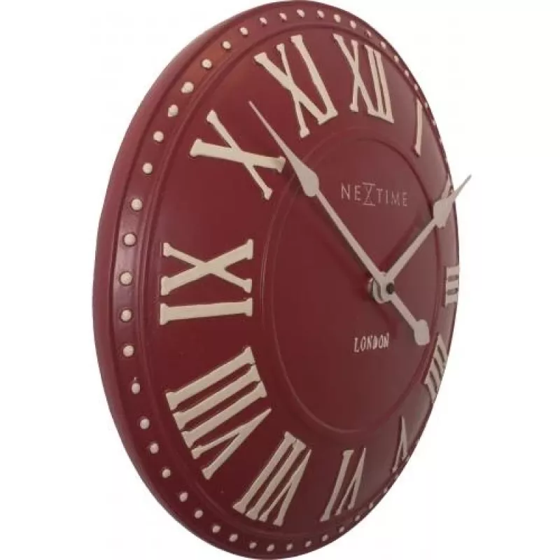 NeXtime Reloj 3083ro London Roman, Ø34.5 cm, reloj de pared, rojo/blanco