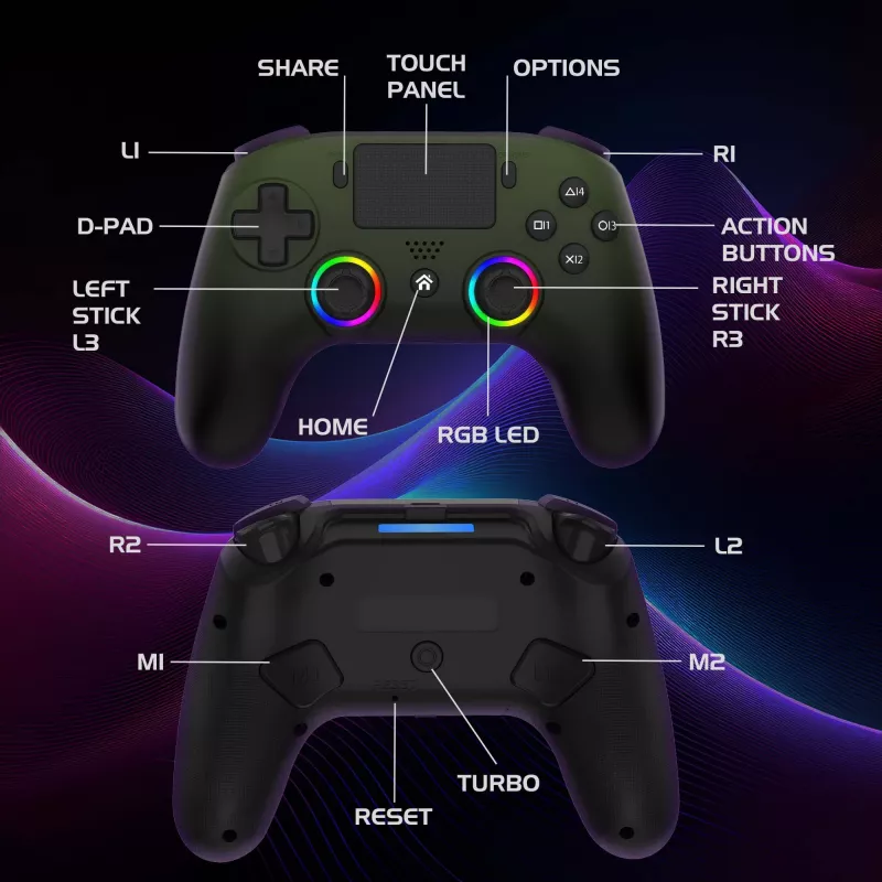 Mando inalámbrico LED Subsonic verde para PS5
