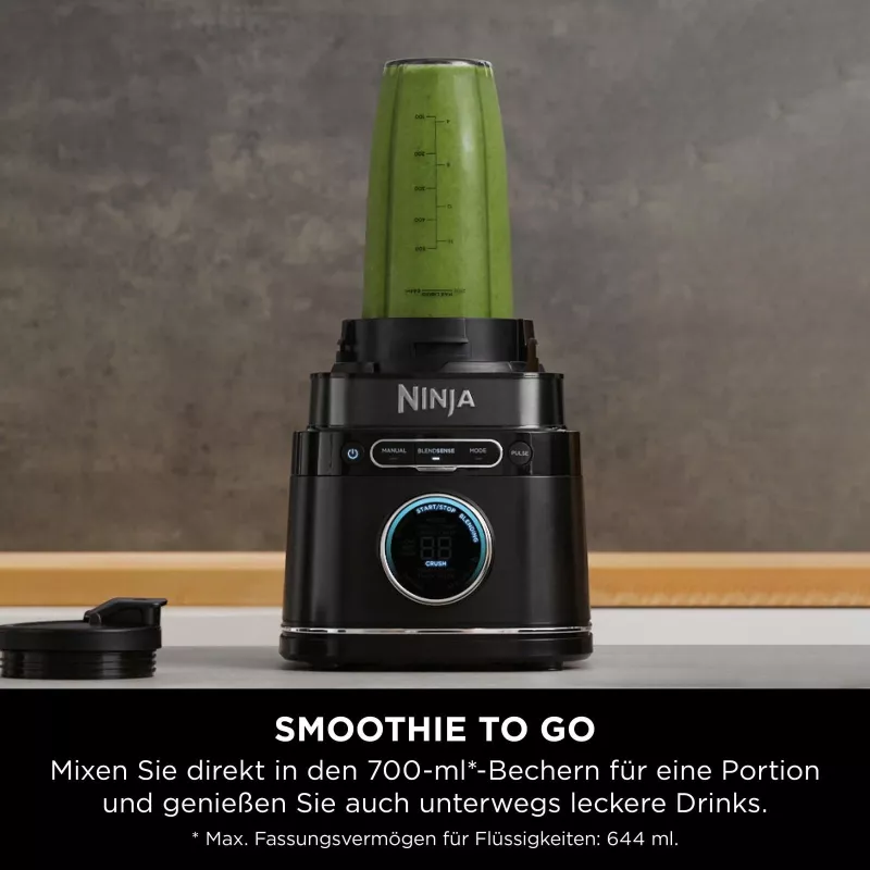 Ninja TB301EU Detect Power Mixer Pro batidora de vaso, 1,2 kW, 6 programas automáticos, negra