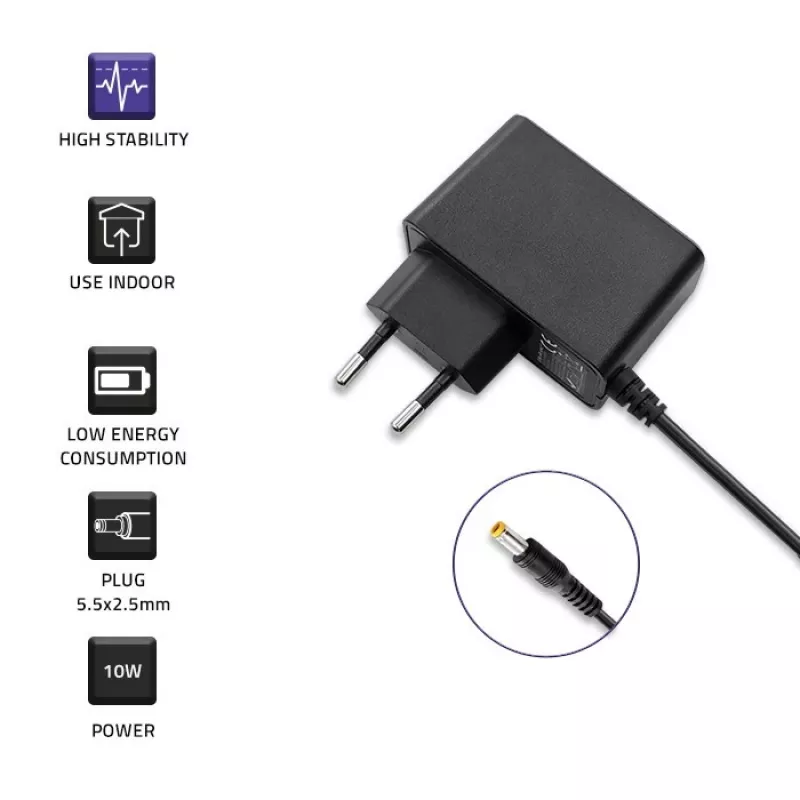 Fuente de alimentación de enchufe 10W 5V, 2A, 5,5x2,5