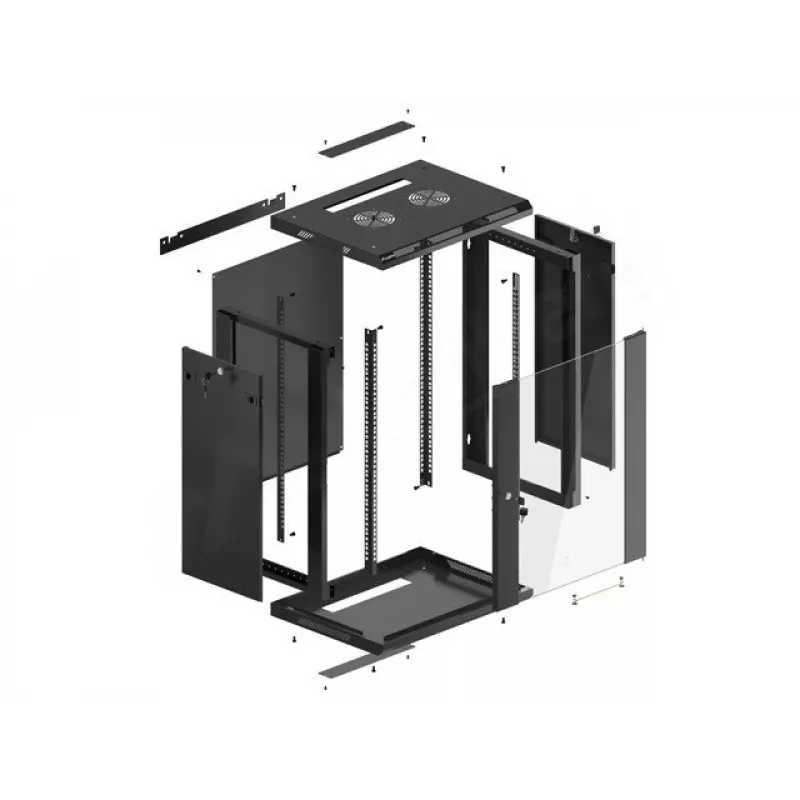 Armario de instalación de pared Lanberg 19'' 15U 600x450mm negro (puerta de cristal)