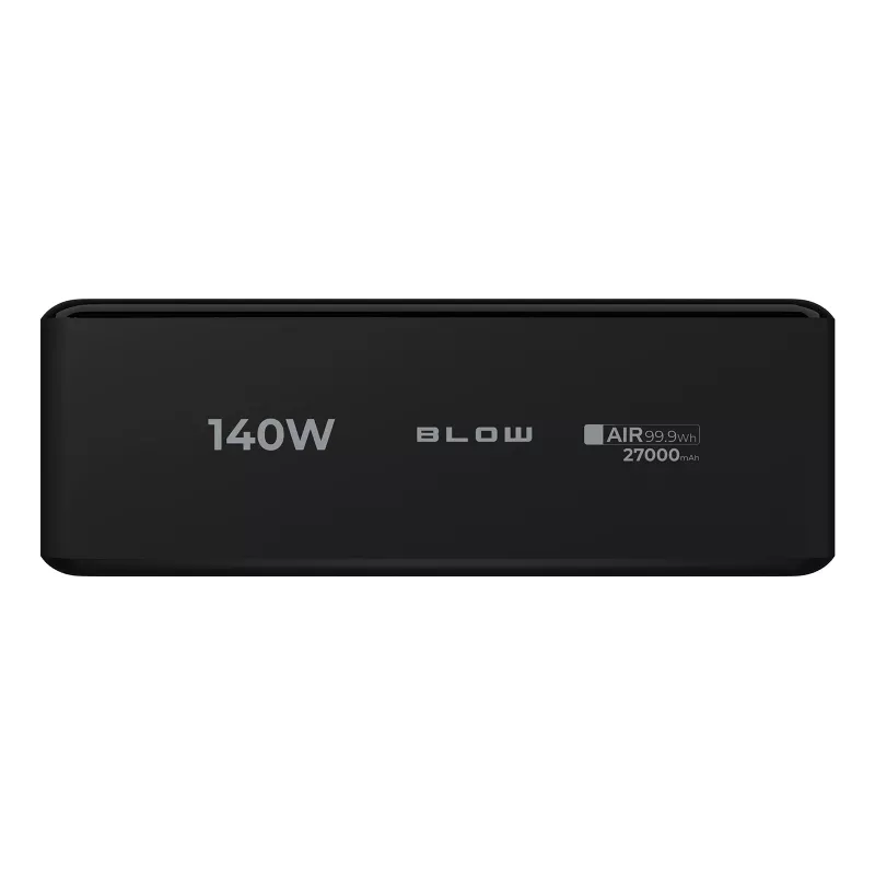 Batería externa BLOW AIR99.9 27000mAh PD 140W LCD — 2× USB‑C, 1× USB‑A, 27000 mAh, 140 W total