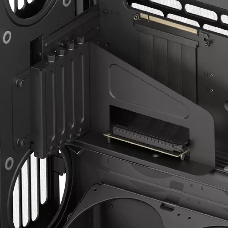 Caja de PC HAVN HS 420 VGPU, torre Midi, E-ATX, cristal templado, cable riser PCIe 5.0 - negra
