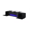 Mueble TV Cama Meble ROVA con chimenea eléctrica, 190x37x48 cm, negro/negro brillante