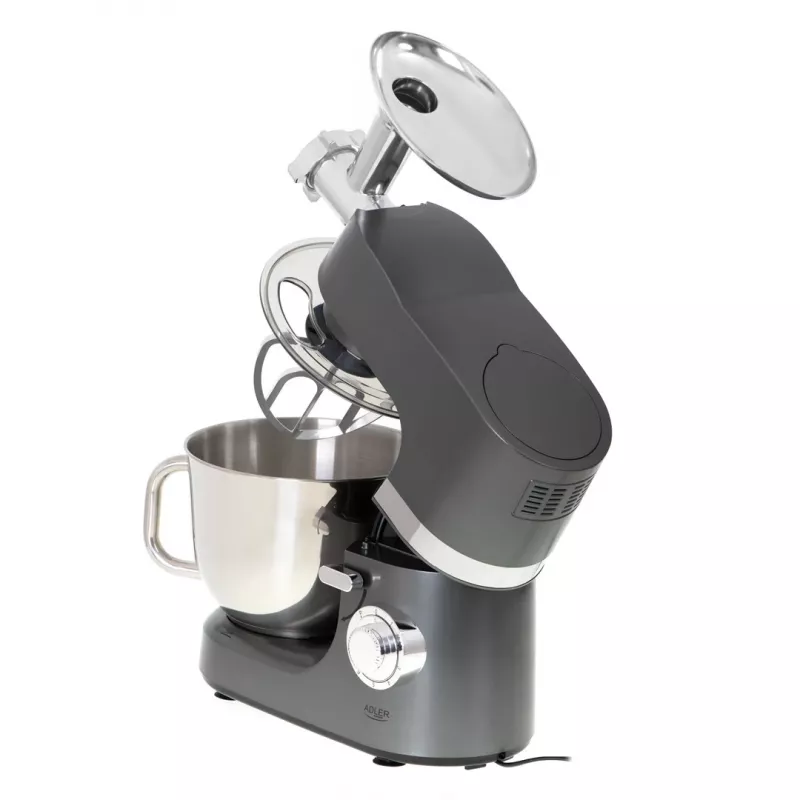 Robot de cocina Adler AD 4221 — bol de acero inoxidable de 7 L, 1200 W, 6 velocidades, batidor planetario