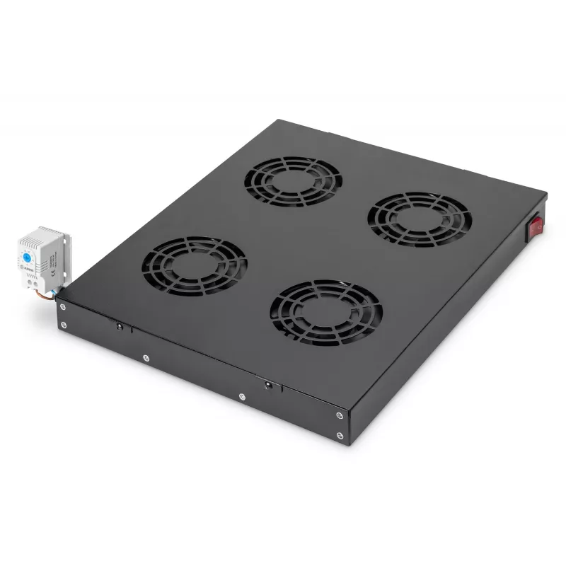 Digitus DN-19 FAN-4-HO-SW unidad de ventilación de techo de 19 pulgadas, 4 ventiladores, termostato, negro