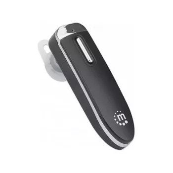 Manhattan Auricular Bluetooth de un solo oído, micrófono omnidireccional, controles integrados, negro, 10 horas de uso, alcance 10 m, cable de carga USB-A incluido, Bluetooth v4.0, 3 años de garantía