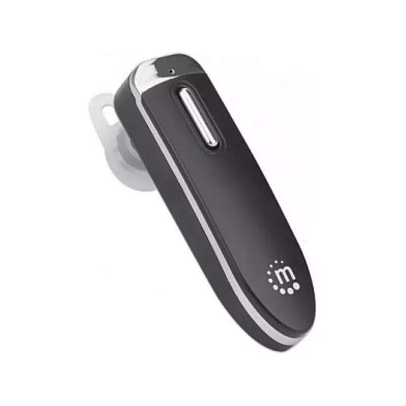 Manhattan Auricular Bluetooth de un solo oído, micrófono omnidireccional, controles integrados, negro, 10 horas de uso, alcance 10 m, cable de carga USB-A incluido, Bluetooth v4.0, 3 años de garantía