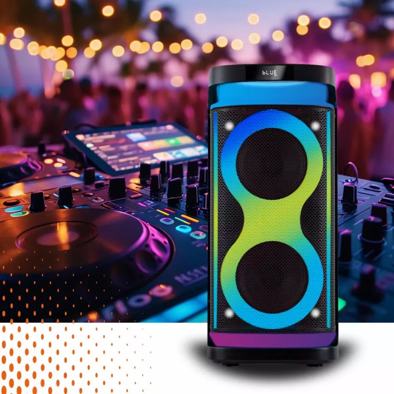 Altavoz portátil MANTA SPK0601B100, 100 W, Bluetooth, karaoke, micrófono inalámbrico, batería, ecualizador, iluminación disco