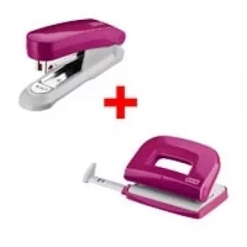 Set de perforadora y grapadora NOVUS E210 perforadora y E15 grapadora, rosa