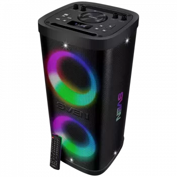 Altavoz portátil SVEN PS-950, negro, potencia de salida 2x80W (RMS), TWS, Bluetooth, IPx4, FM, USB, microSD, pantalla LED, batería de litio